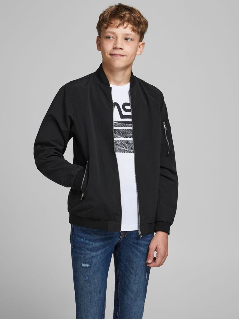 JACK & JONES JUNIOR bērnu jaka, melna cena un informācija | Zēnu virsjakas | 220.lv