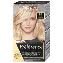 Matu krāsa L'Oréal Paris Préférense Hair Color, 9.1 Oslo Velmi světlá popelavá blond cena un informācija | Matu krāsas | 220.lv