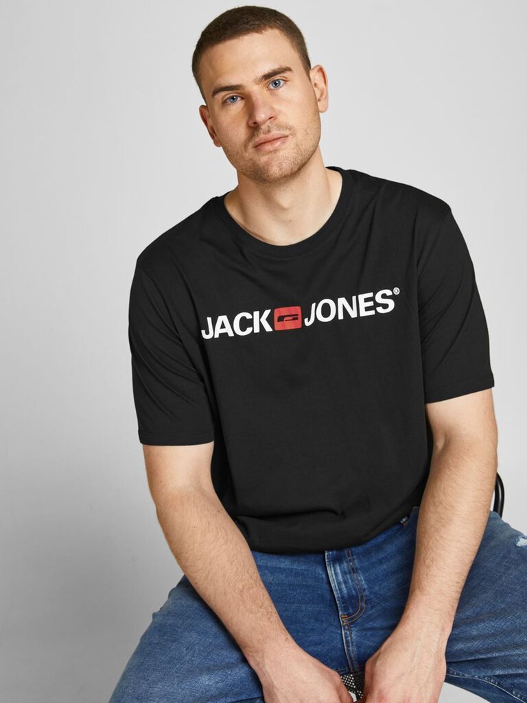 Vīrieša T-krekls JACK & JONES, 12184987*03, melns cena un informācija | Vīriešu T-krekli | 220.lv