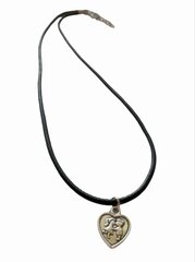 Ожерелье с серебряным кулоном в форме сердца подарок с плетеным черным кожаным шнурком, застежка регулируемой длины цена и информация | Аксессуары для детей | 220.lv