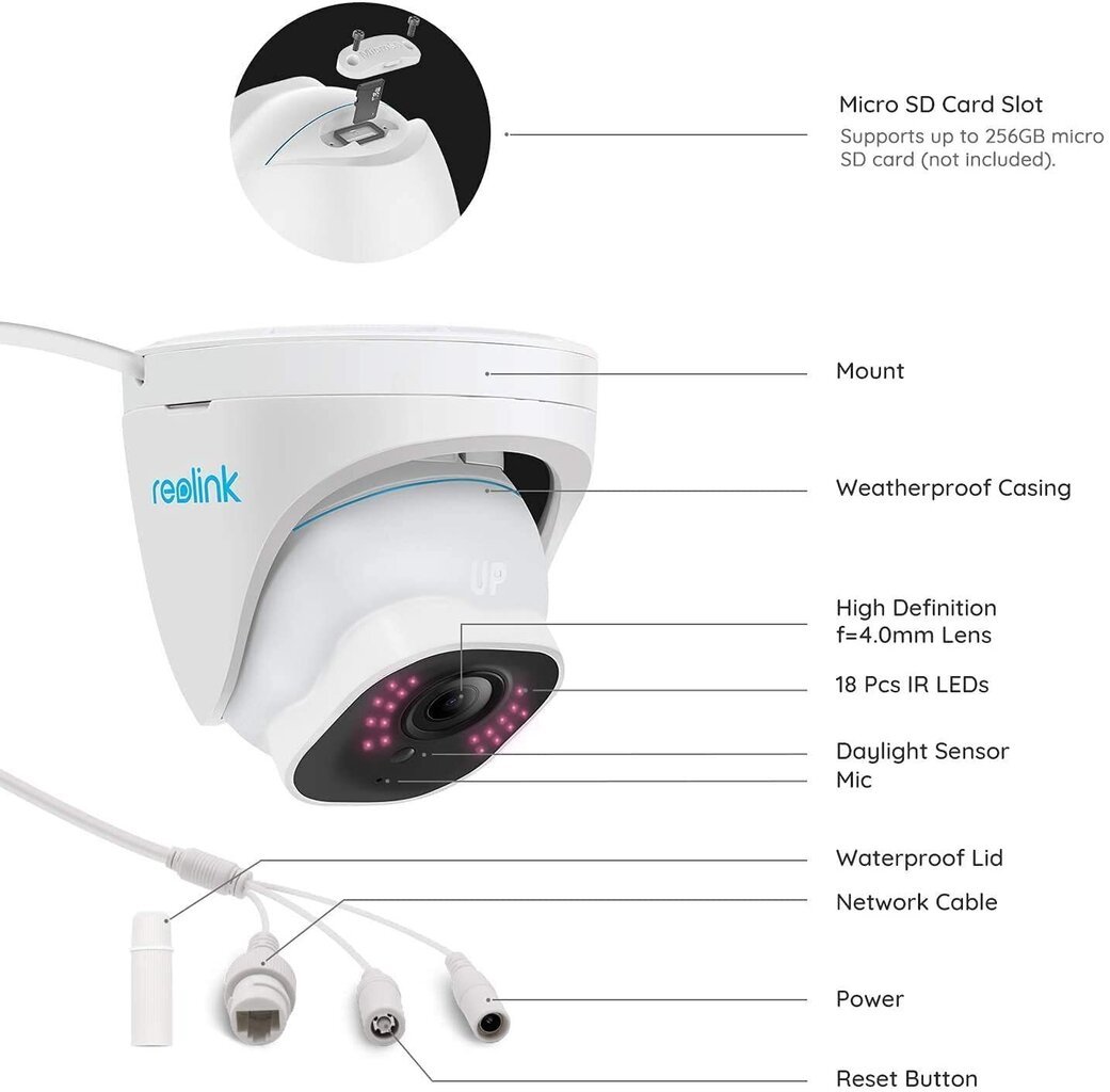 Reolink RLC-820A 8MP 4K PoE drošības IP kamera cena un informācija | Novērošanas kameras | 220.lv
