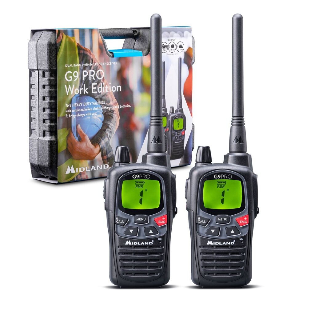 Midland G9 Pro Work Edition — 2 radioaparāti un piederumi cena un informācija | Rācijas | 220.lv