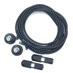 Bodypride apaļas gumijas šņores, melnas, ar atstarotājiem, 120 cm cena un informācija | Līdzekļi apģērbu un apavu kopšanai | 220.lv