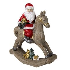 Ziemassvētku vecītis ar dāvanu zirgā - brūns 25 x 11 x 30 cm цена и информация | Елочные игрушки | 220.lv