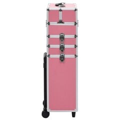 vidaXL kosmētikas koferis uz riteņiem, alumīnijs, rozā cena un informācija | Kosmētikas somas, spoguļi | 220.lv