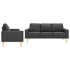 vidaXL 2-daļīgs dīvānu komplekts, tumši pelēks audums cena un informācija | Dīvāni | 220.lv
