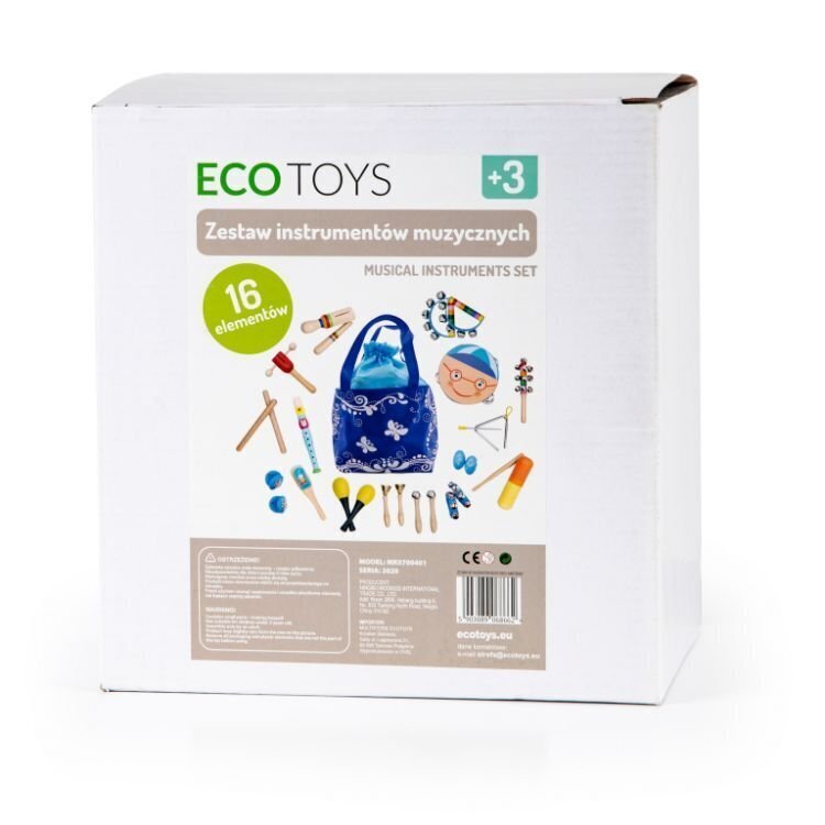 Mūzikas komplekts 16 instrumenti + Ecotoys soma cena un informācija | Attīstošās rotaļlietas | 220.lv