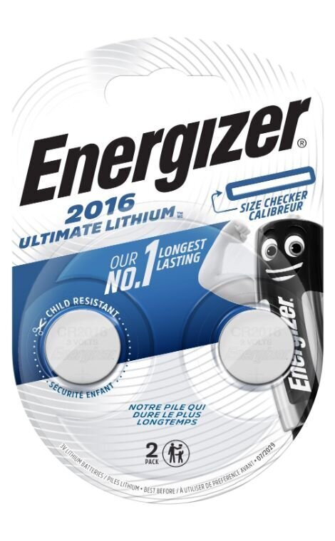 ENERGIZER CR2016 3V B2 Ultimate Lithium baterijas 2gb cena un informācija | Baterijas | 220.lv