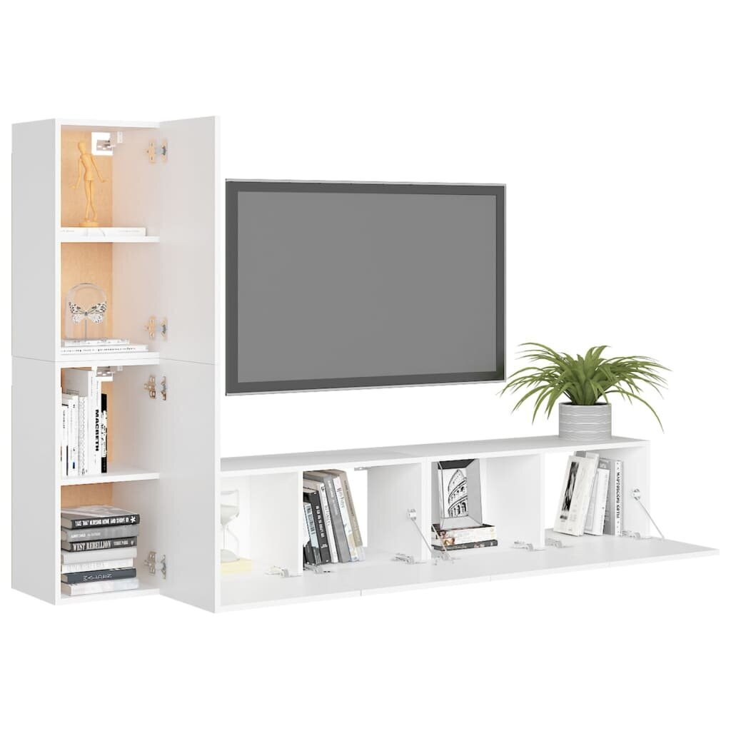 vidaXL televizora skapīšu komplekts, 4 daļas, balts цена и информация | TV galdiņi | 220.lv