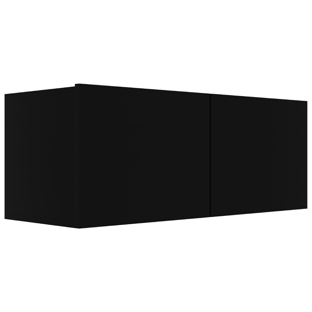 vidaXL televizora skapīšu komplekts, 4 daļas, melns cena un informācija | TV galdiņi | 220.lv