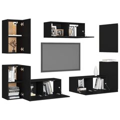 vidaXL televizora skapīšu komplekts, 7 daļas, melns cena un informācija | TV galdiņi | 220.lv