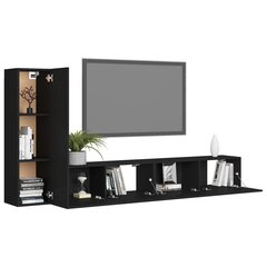 vidaXL televizora skapīšu komplekts, 3 daļas, melns cena un informācija | TV galdiņi | 220.lv
