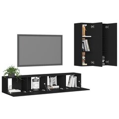 vidaXL televizora skapīšu komplekts, 4 daļas, melns cena un informācija | TV galdiņi | 220.lv