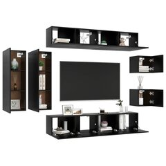 vidaXL televizora skapīšu komplekts, 8 daļas, melns cena un informācija | TV galdiņi | 220.lv