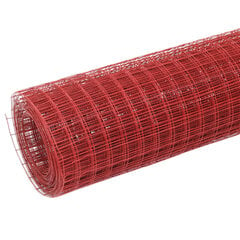 vidaXL stiepļu žogs, tērauds ar PVC pārklājumu, 10x1,5 m, sarkans cena un informācija | Žogi un piederumi | 220.lv