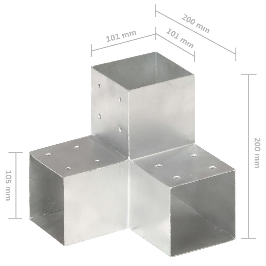 vidaXL stabu savienotājs, Y forma, cinkots metāls, 101x101 mm cena un informācija | Žogi un piederumi | 220.lv