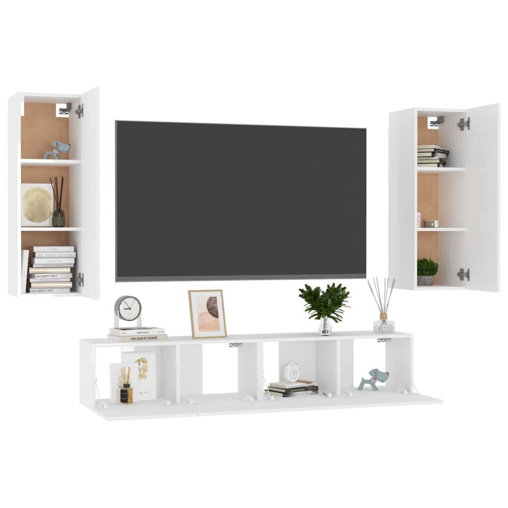 vidaXL televizora skapīšu komplekts, 4 daļas, balts цена и информация | TV galdiņi | 220.lv