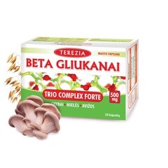 Uztura bagātinātājs Terezia Beta-glikāns Trio komplekss Forte, 500 mg, 30 kapsulas cena un informācija | Vitamīni, preparāti, uztura bagātinātāji labsajūtai | 220.lv