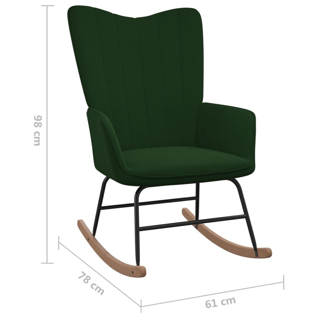 vidaXL šūpuļkrēsls ar kāju balstu, tumši zaļš cena un informācija | Atpūtas krēsli | 220.lv