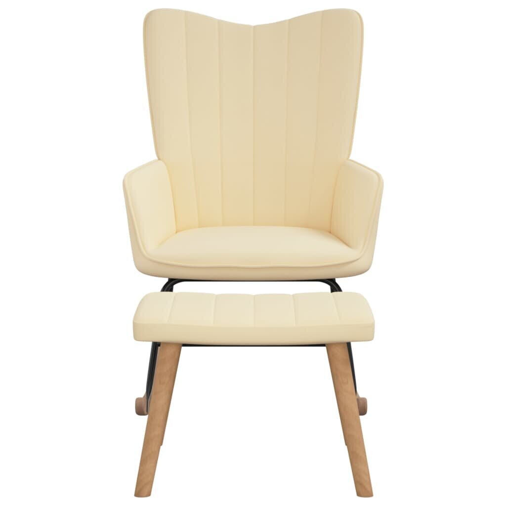 vidaXL šūpuļkrēsls ar kāju balstu, krēmīgi balts cena un informācija | Atpūtas krēsli | 220.lv