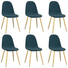 Обеденные стулья 6 шт., синие цена и информация | Стулья для кухни и столовой | 220.lv