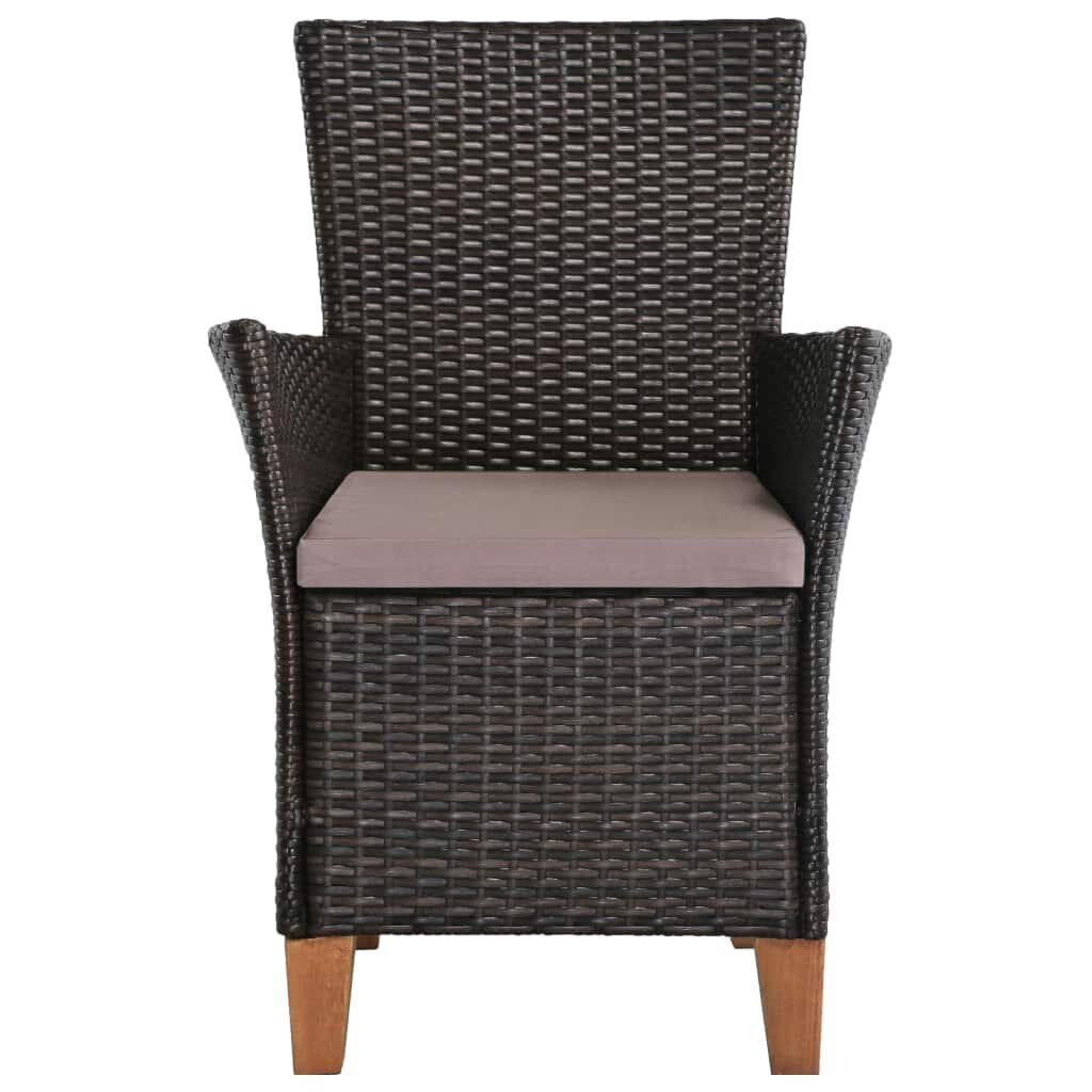vidaXL dārza krēsli ar matračiem, 2 gab., PE rotangpalma, brūni цена и информация | Dārza krēsli | 220.lv