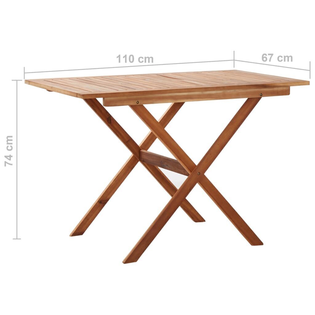 vidaXL dārza galds, 110x67x74 cm, akācijas masīvkoks cena un informācija | Dārza galdi | 220.lv