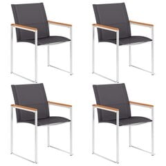 vidaXL dārza krēsli, 4 gab., tekstilēns un nerūsējošs tērauds, pelēki cena un informācija | Dārza krēsli | 220.lv