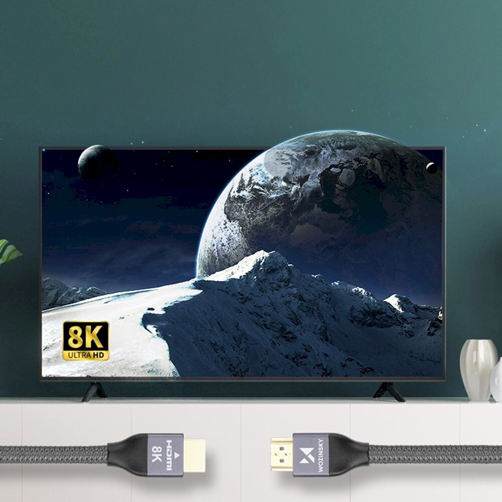 Wozinsky cable HDMI 2.1 8K 60 Hz 48 Gbps / 4K 120 Hz / 2K 144 Hz 2m silver (WHDMI-20) цена и информация | Kabeļi un vadi | 220.lv