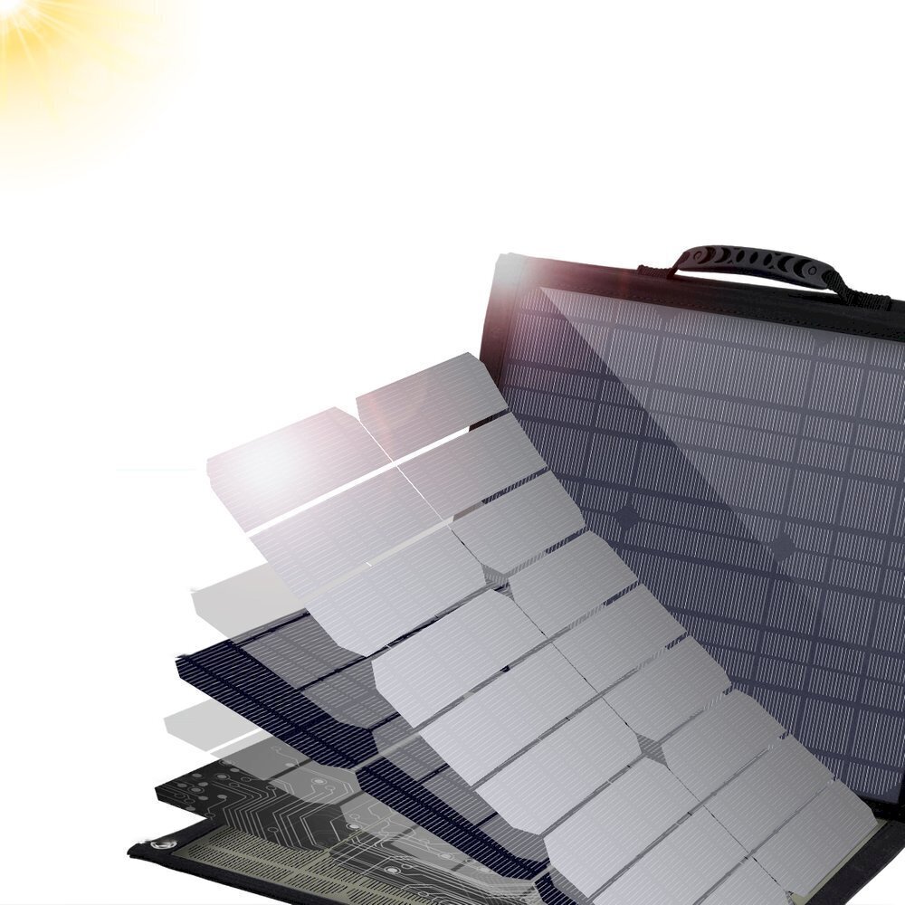 Choetech large foldable solar charger 80W solar photovoltaic USB Type C (Power Delivery) / 2x USB (Quick Charge / 2,4A) (158 x 41 cm) black (SC007) cena un informācija | Lādētāji-akumulatori (Power bank) | 220.lv