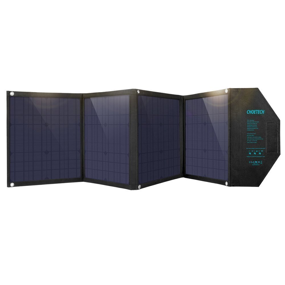 Choetech large foldable solar charger 80W solar photovoltaic USB Type C (Power Delivery) / 2x USB (Quick Charge / 2,4A) (158 x 41 cm) black (SC007) cena un informācija | Lādētāji-akumulatori (Power bank) | 220.lv