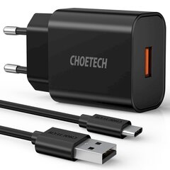 USB-зарядное устройство Choetech Quick Charge 3.0 Quick Charge 3.0 18Вт 3A, черное (Q5003) цена и информация | Зарядные устройства для телефонов | 220.lv