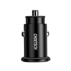 Car Charger Choetech TC0006 1x USB-A, 1x USB-C 30W PD 3.0 (black) цена и информация | Зарядные устройства для телефонов | 220.lv