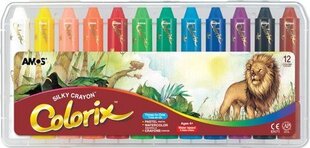 Akvareļu krītiņi 3 in 1 Amos “Colorix Silky Crayon”, 12 krāsas cena un informācija | Modelēšanas un zīmēšanas piederumi | 220.lv
