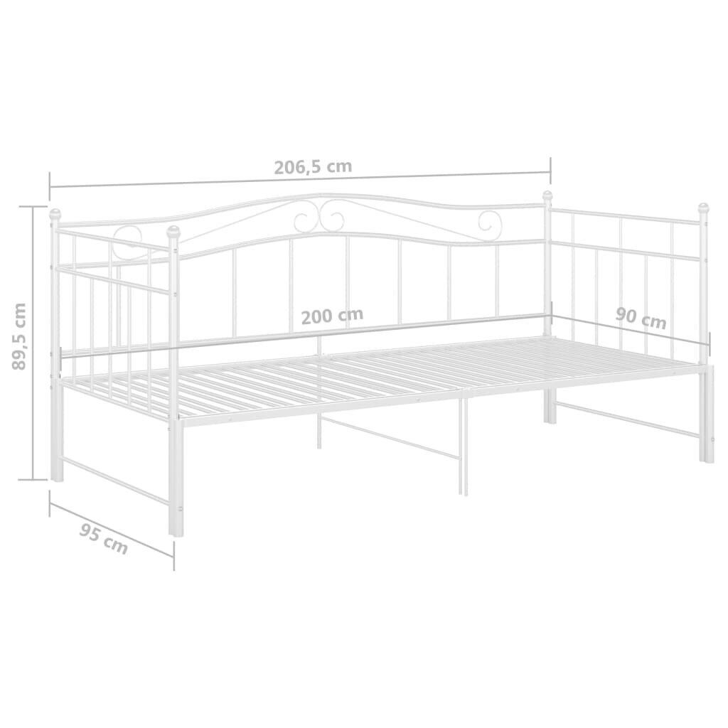 Izvelkams dīvāna-guļamās gultas rāmis, 90x200 cm, balts cena un informācija | Gultas | 220.lv