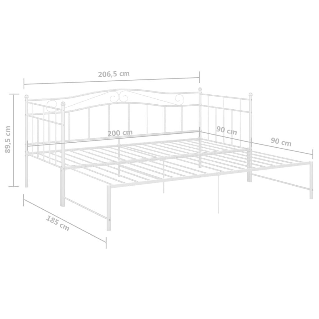 Izvelkams dīvāna-guļamās gultas rāmis, 90x200 cm, balts цена и информация | Gultas | 220.lv