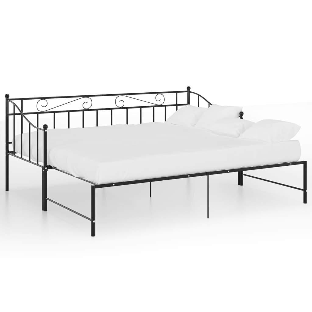 Izvelkams dīvāna-guļamās gultas rāmis, 90x200 cm, melns цена и информация | Gultas | 220.lv