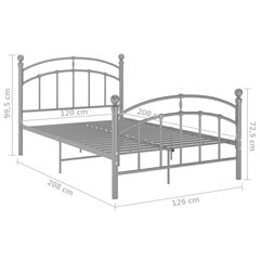 Каркас кровати vidaXL, 120x200 cм, серый, металл  цена и информация | Кровати | 220.lv