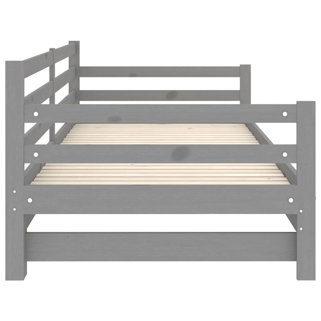 Izvelkamā gulta vidaXL, 2x(90x200) cm, pelēka цена и информация | Gultas | 220.lv