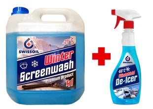 SwissOil ziemas stikla mazgāšanas šķidrums, 4L + Windshield De-Icer, 500ml cena un informācija | Auto ķīmija | 220.lv