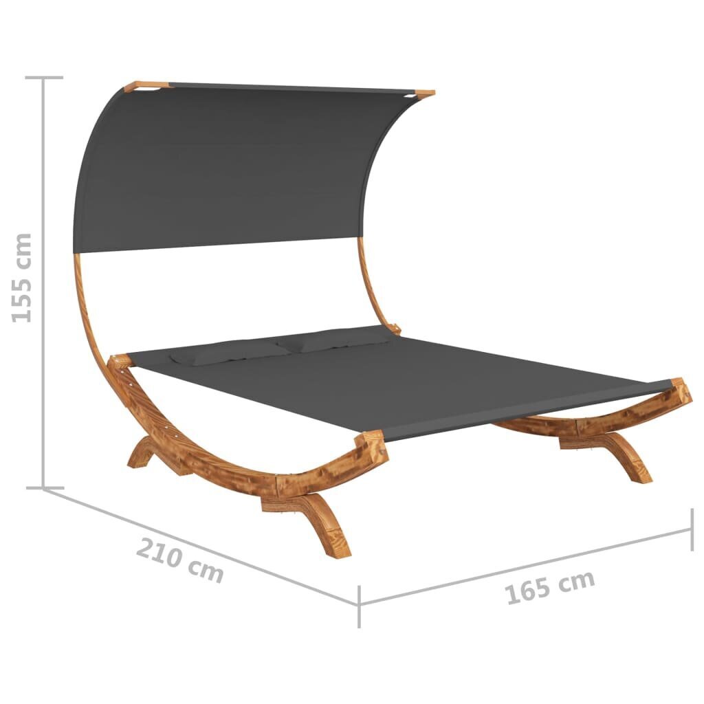 Šūpuļtīkls ar jumtiņu, antracīts, 165x210x155cm cena un informācija | Šūpuļtīkli | 220.lv