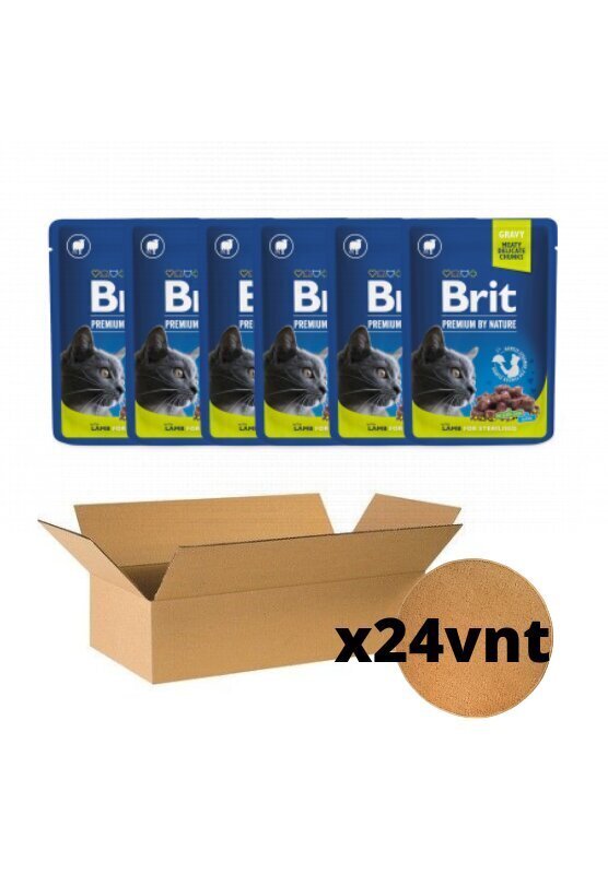 BRIT PREMIUM konservi sterilizētiem kaķiem ar jēru, 24x100g cena un informācija | Konservi kaķiem | 220.lv