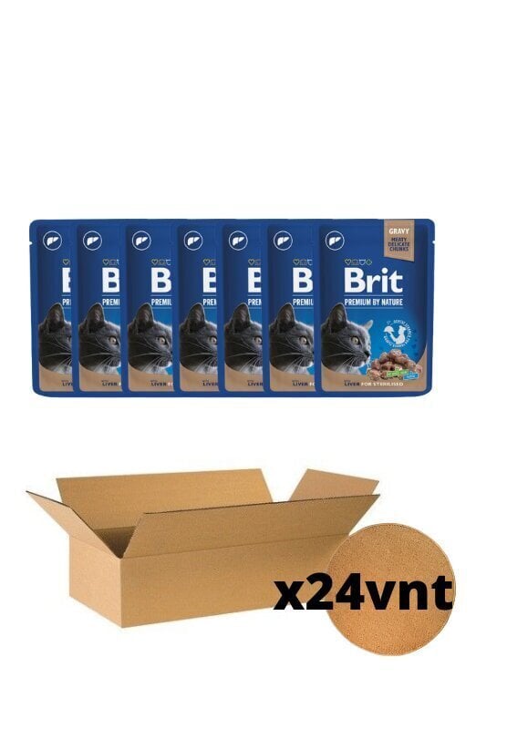 Brit Premium konservi kaķiem maisiņā Liver Sterilised 100g x 24gab. цена и информация | Konservi kaķiem | 220.lv