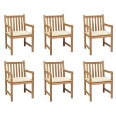 Dārza krēsli ar krēmkrāsas spilveniem, 6 gab. цена и информация | Садовые стулья, кресла, пуфы | 220.lv