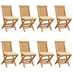 Dārza krēsli ar krēmkrāsas spilveniem, 8 gab. цена и информация | Садовые стулья, кресла, пуфы | 220.lv