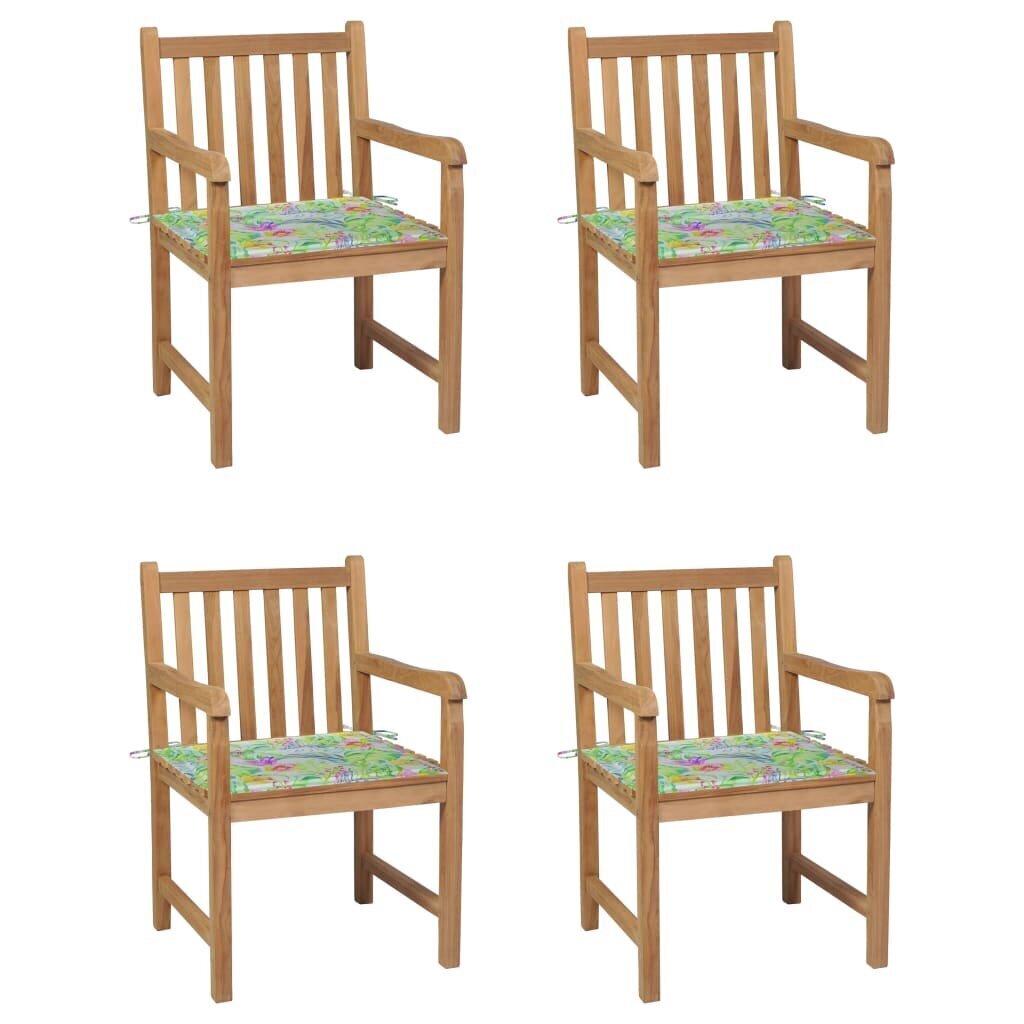 Dārza krēsli ar lapu rakstu spilveniem, 4 gab. cena un informācija | Dārza krēsli | 220.lv
