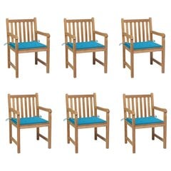 Dārza krēsli ar ziliem spilveniem, 6 gab. cena un informācija | Dārza krēsli | 220.lv