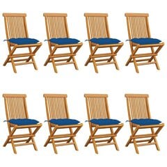 Dārza krēsli ar ziliem spilveniem, 8 gab. цена и информация | Садовые стулья, кресла, пуфы | 220.lv