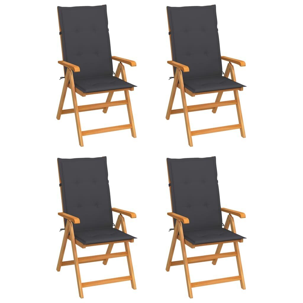 Dārza krēsli ar spilveniem, 4 gab, antracīts cena un informācija | Dārza krēsli | 220.lv