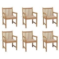 Dārza krēsli ar smilškrāsas spilveniem, 6 gab. цена и информация | Садовые стулья, кресла, пуфы | 220.lv